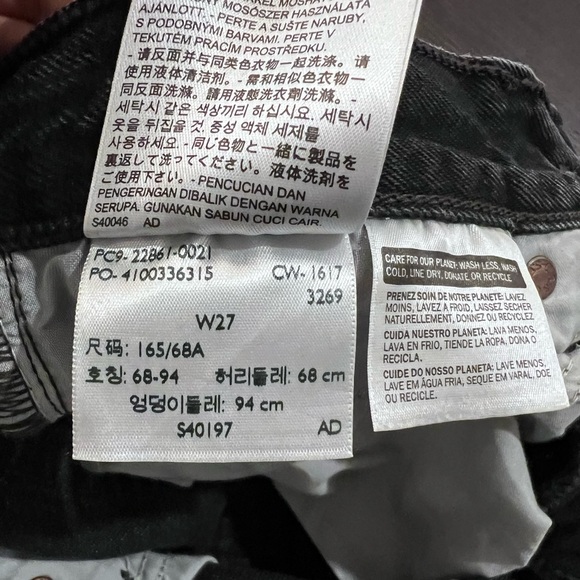 Levi’s Distressed Vintage Washed Black/Dark Grey Denim Size 27 - Picture 4 of 5